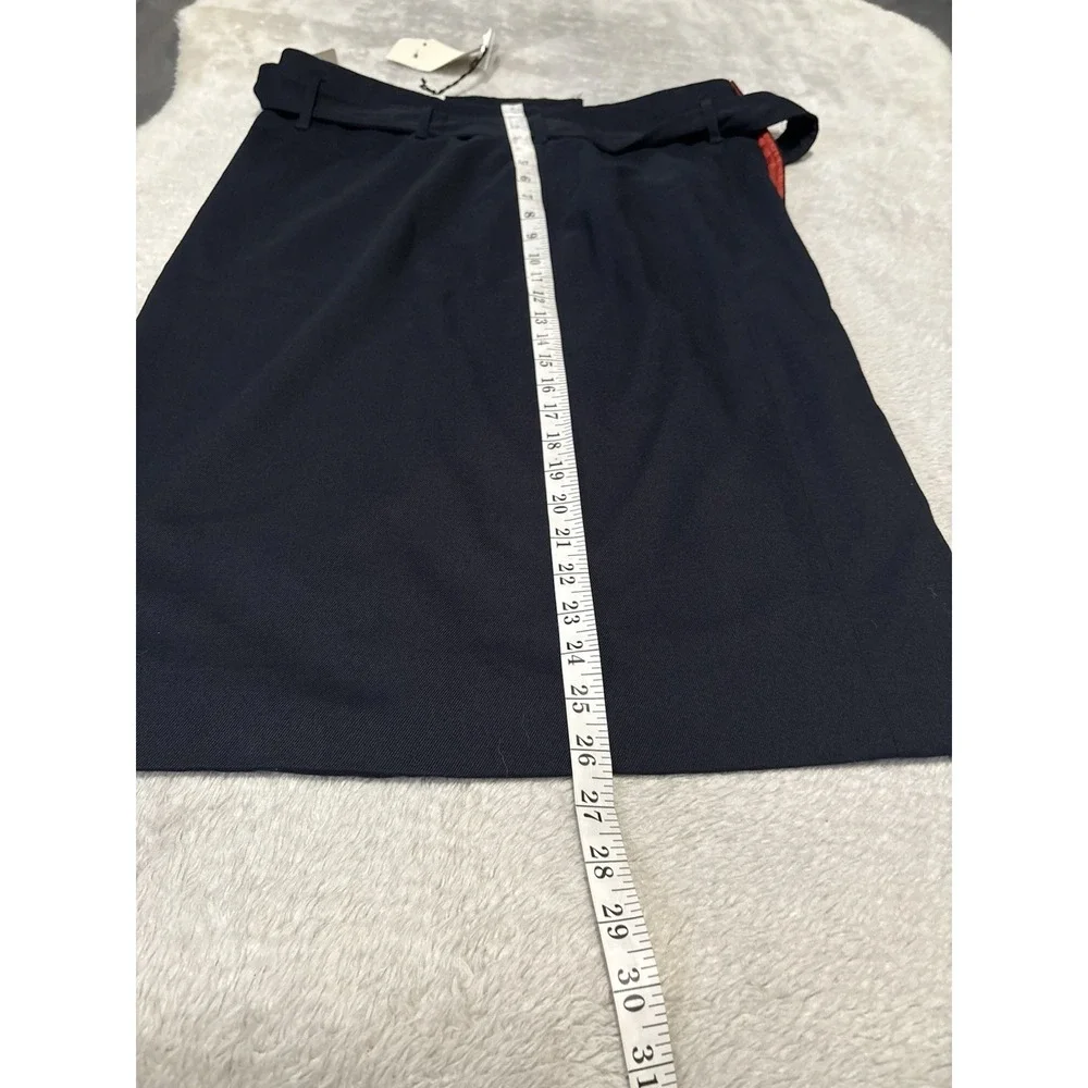 New Cartoonier Anthropology Navy Skirt Womens Size 14 Belted‎ Midi NWT